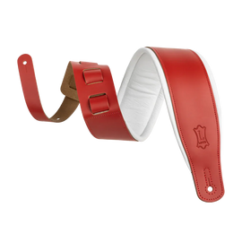 Levy's Leathers M26PD-RED-WHT 3" Wide Amped Leather Series Guitar Strap - Red & White