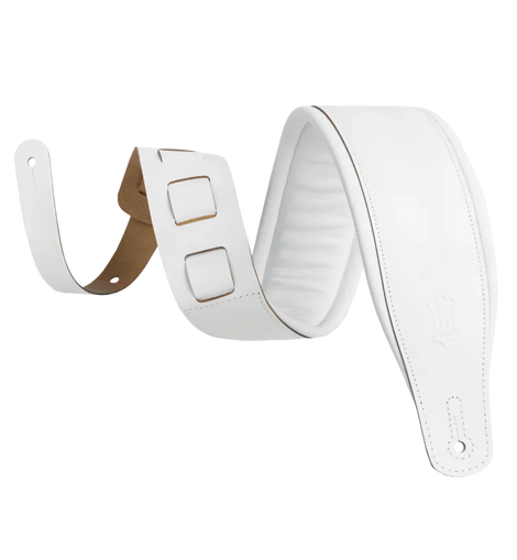 Levy's Leathers M26PD-WHT_WHT Top Grain Leather Guitar Strap - White
