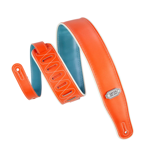 Levy's Leathers M26VCP-ORG_TEL Reversible Vinyl Guitar Strap - Orange Teal