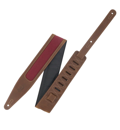 Levy's Leathers M317TRI-BRN-BRG Guitar Strap - Brown, Burgundy