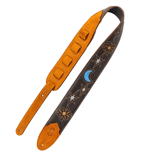 Levy's Leathers M4MN-DBR Sunbird Series Guitar Strap Hummingbird Design - Dark Brown