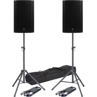 2 Mackie Thump212XT 1400W 12 Inch Powered Speaker 2-Way Digital Mixer Bluetooth Speaker Stand XLR Cables