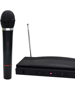Dual Frequency RF Wireless Dual Microphone System Low Battery LED Indicators 100 Feet Range Karaoke Mic with 1/4" Audio Cable Cordless Receiver