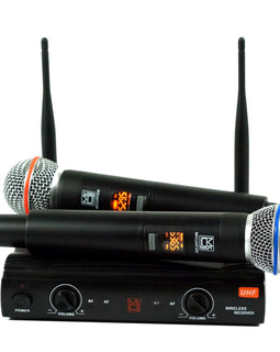 MR DJ MICUHF200 Dual UHF Wireless Microphone System Kit with 2 Handheld