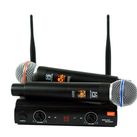 MR DJ MICUHF200 Dual UHF Wireless Microphone System Kit with 2 Handheld