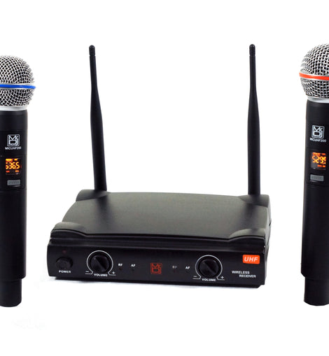 Mr. Dj MIC-UHF200 Professional Wireless Microphone System Kit with 2 Handheld & Wireless Receiver