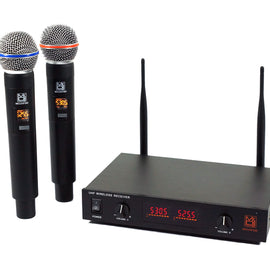 MR DJ MICUHF300 Dual UHF Wireless Microphone System Kit with 2 Handheld & LED display