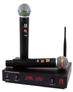 MR DJ MICUHF300 Dual UHF Wireless Microphone System Kit with 2 Handheld & LED display