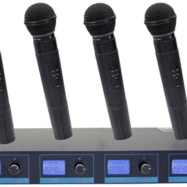 MR DJ MICVHF8800 4 Channel Professional PA/DJ/KTV/Karaoke VHF Handheld Wireless Microphone System with Digital Receiver