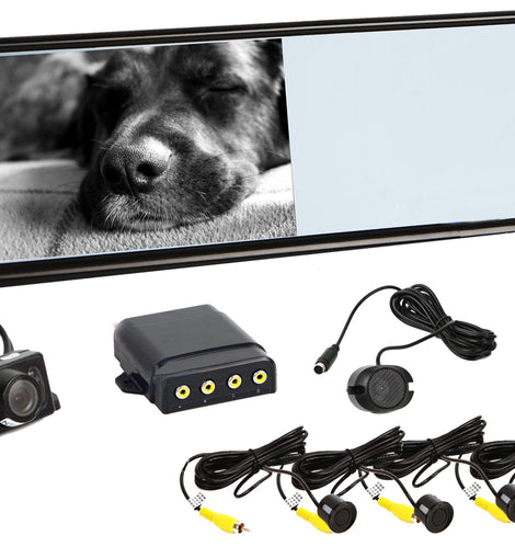 Absolute MIR77PKG 7-Inch Rear View Mirror Monitor with Parking Sensor & Camera