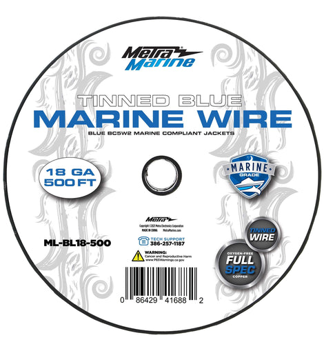Marine ML-BL18-500 Blue Primary Wire 18 Gauge • Tinned