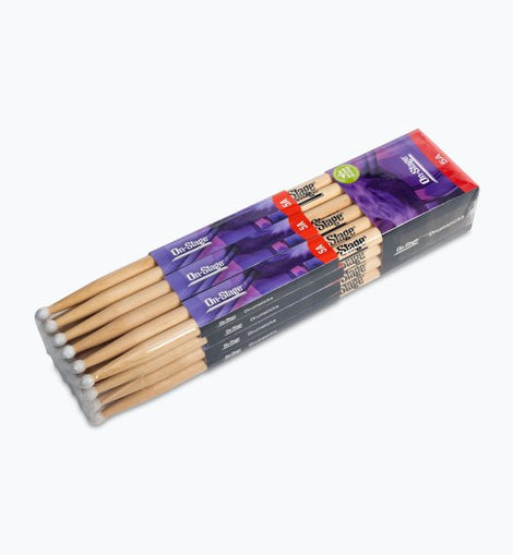 On-Stage MN5A Maple Drum Sticks (5A, Nylon Tip, 12pr)