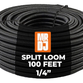 MR DJ DSLT14 200 feet 1/4" 200' split loom tube polyethylene high-temperature DJ, automotive, marine, industrial electrical wire & cable conduit