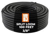 MR DJ 100 feet 3/8" black split wire loom polyethylene tubing cable conduit