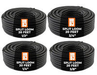 MR DJ 4-Pack 1/4", 3/8", 1/2", 3/4" x 20 Feet Each Split Wire Loom Convoluted Tubing