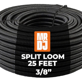 MR DJ 3-Pack 1/4", 3/8", 1/2" x 25 Feet Each Split Wire Loom Convoluted Tubing