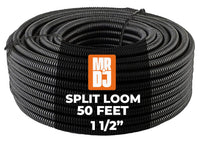 MR DJ DSLT112 50' 1.5" 38mm Black Split Wire Loom Conduit Tubing Sleeve Tube
