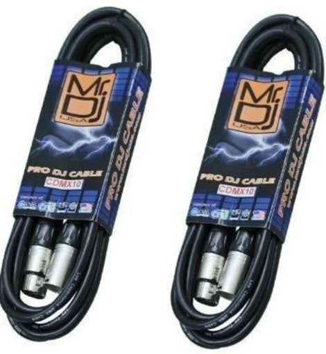 2 MR DJ 10' DMX 5-Pin XLR Pro Stage DJ Lighting Cable 110ohm 512 DMX-510