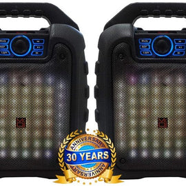 MR DJ DISCO 5.25" Portable Powerful PA Bluetooth Speaker Karaoke Machine with Sound Activated Lights, Battery Powered, FM Radio, USB/Micro SD Card, & LED Party Light