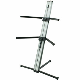 MR DJ KS1000 Professional 2-Tier Column Keyboard Stand Silver W 5/8" Mic Mount