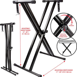 MR DJ KS650 Keyboard Stand Adjustable Locking Straps & Quick Release Mechanism