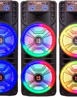 3 MR DJ NEWYORK+ 12" X 2 Rechargeable Portable Bluetooth Karaoke Speaker with Party Flame Lights Microphone TWS USB FM Radio
