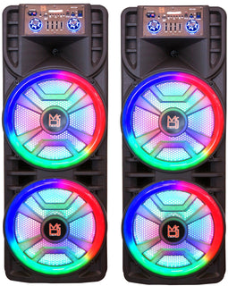 3 MR DJ NEWYORK+ 12" X 2 Rechargeable Portable Bluetooth Karaoke Speaker with Party Flame Lights Microphone TWS USB FM Radio