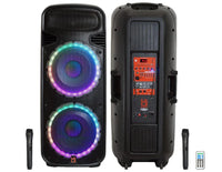 MR DJ PBX6300BAT DUAL 15" 4500W MAX POWER 2-WAY PA/DJ BLUETOOTH BATTERY SPEAKER