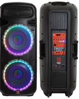 MR DJ PBX6300BAT DUAL 15" 4500W MAX POWER 2-WAY PA/DJ BLUETOOTH BATTERY SPEAKER