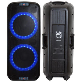 Mr Dj PBX6500S Professional Dual 15" 2 Way Passive Speaker with LED Accent Lighting