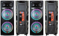 2 MR DJ PRO215LED Bluetooth Speaker Pro Dual 2x15" 5500W Speaker PA DJ Bluetooth
