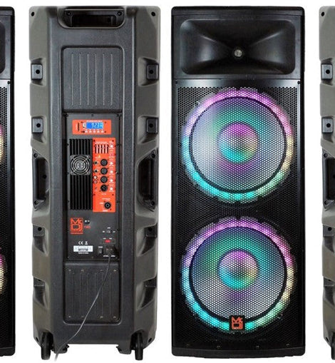 2 MR DJ PRO215LED Bluetooth Speaker Pro Dual 2x15