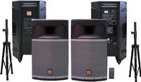 MR DJ PRO115BT & PRO115S PA DJ Active & Passive Loudspeaker & Stands Professional PRO PA DJ 15" 2-Way Full-Range Active & Passive Loudspeaker