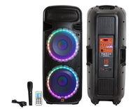 Mr. Dj PSBAT6200 Dual 15" Portable Rechargeable 4000W Powered DJ Active PA Speaker with Built-In Bluetooth & LED Light