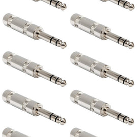 MR DJ QMHS10 Stereo 1/4" 6.35mm Male Audio Plug Connectors 10 Pack