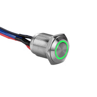 Install Bay MS12G-2 Silver 12MM Round Illuminated Momentary Switches Green Qty 2