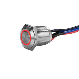 Install Bay MS12R-2 Silver 12MM Round Illuminated Momentary Switches Red Qty 2