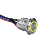 Install Bay MS12Y-2 Silver 12MM Round Illuminated Momentary Switches Yellow Qty 2