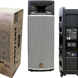 MR DJ PRO215BT PRO PA DJ Dual 15” 3-Way Powered/Active DJ PA Multipurpose Live Sound Loudspeaker