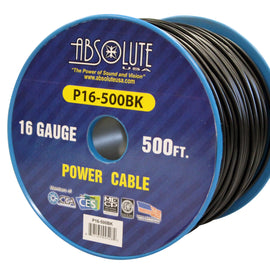 Absolute USA P16-500BK 16 Gauge 500FT Primary Power & Remote Wire – Black