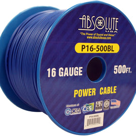 Absolute USA P16-500BL 16 Gauge 500-Feet Spool Primary Power Wire Cable (Blue)