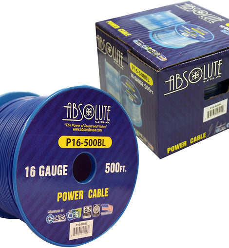 Absolute USA P16-500BL 16 Gauge 500-Feet Blue Spool Primary Power Wire Cable