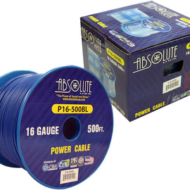 Absolute USA P16-500BLUE 16 Gauge 500-Feet Blue Spool Primary Power Wire Cable