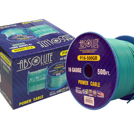 Absolute USA P16-500GR 16 Gauge 500FT Primary Power & Remote Wire – Green