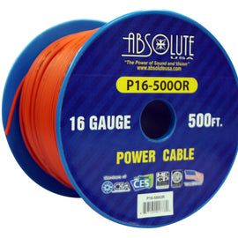 Absolute USA P16-500OR 16 Gauge 500FT Primary Power & Remote Wire – Orange