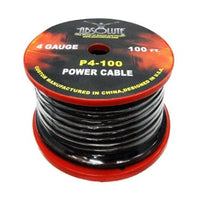 Absolute P4-100BK 100' 4-Gauge Black Copper Mix Power Ground Wire Cable