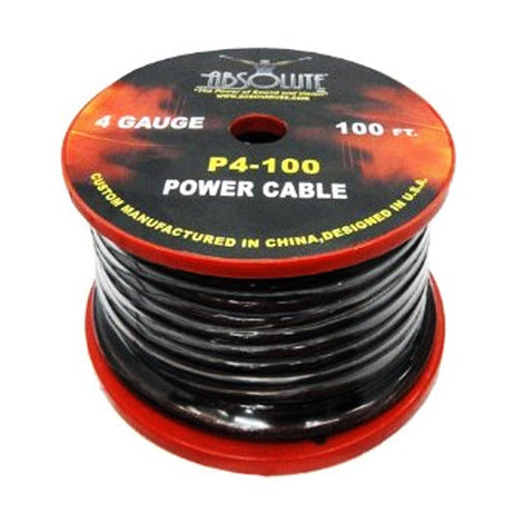 Absolute P4-100BK 100' 4-Gauge Black Copper Mix Power Ground Wire Cable