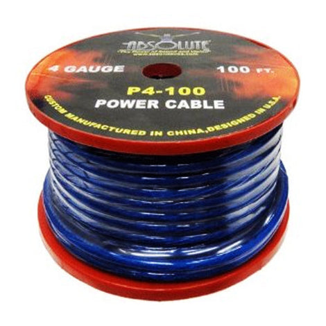 Absolute P4100BL 100' 4-Gauge Blue Power Ground Wire Cable