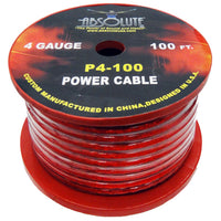 Absolute P4-100RD 100' 4-Gauge Red Copper Mix Power Ground Wire Cable