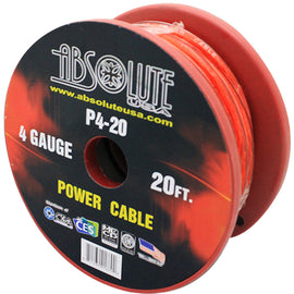 Absolute P4-20RD 20' 4-Gauge Red Copper Mix Power Ground Wire Cable